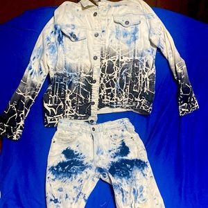 Jean outfit jacket size Large pants size 32 skinny fit